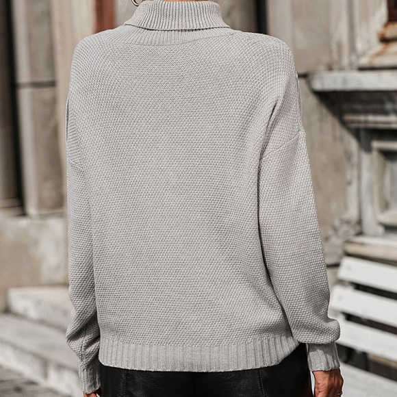 Esme Fringe Turtleneck Sweater - Gray - Picture 5 of 7